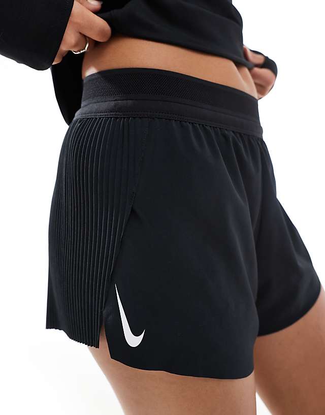 Nike Running Aeroswift Dri-FIT Plisse Mid Rise Shorts In Black - BLACK