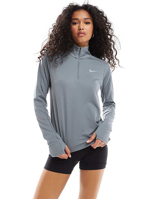 Nike Running Pacer Dri-FIT half zip long sleeve top in grey