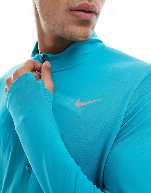 Nike Running Pacer Dri-FIT Half Zip Longsleeve Top In Turquoise