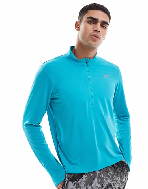 Nike Running Pacer Dri-FIT half zip longsleeve top in turquoise