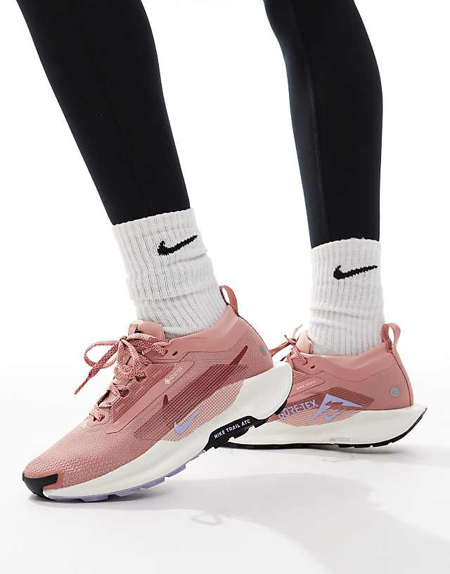 Nike Running React X Pegasus Trail 5 Gore-TEX trainers in pink and white