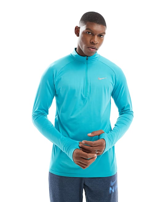 Nike Running Stride Dri-FIT half zip longsleeve top in turquoise