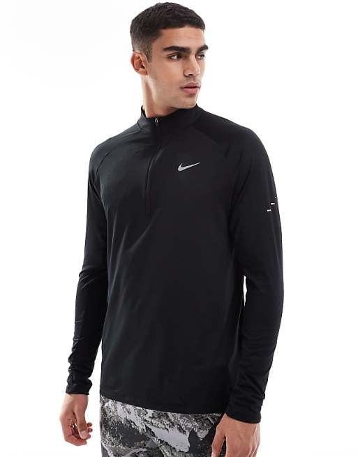 Nike Running Stride Dri-FIT half zip longsleeve top in black