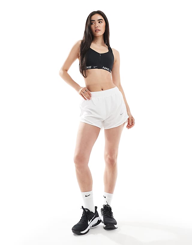 Nike Running Tempo Dri-FIT mid rise 3 inch shorts in white