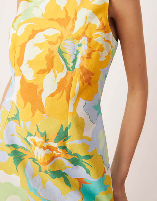 Nobody's Child Freya Linen Mini Shift Dress In Multi Floral