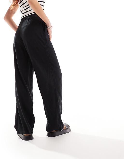 Noisy May Loose Fit Linen Mix Trouser In Black