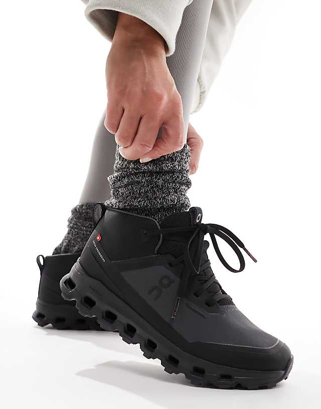 ON Cloudroam Waterproof High Top Trainers In Black