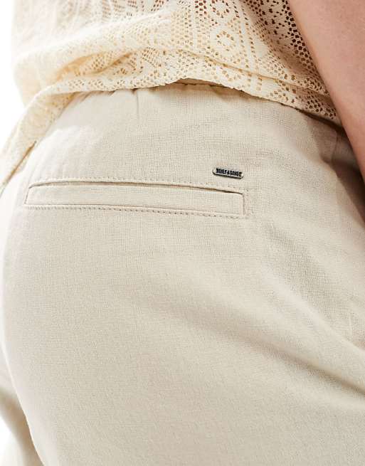 ONLY & SONS Linen Mix Loose Fit Trousers In Beige