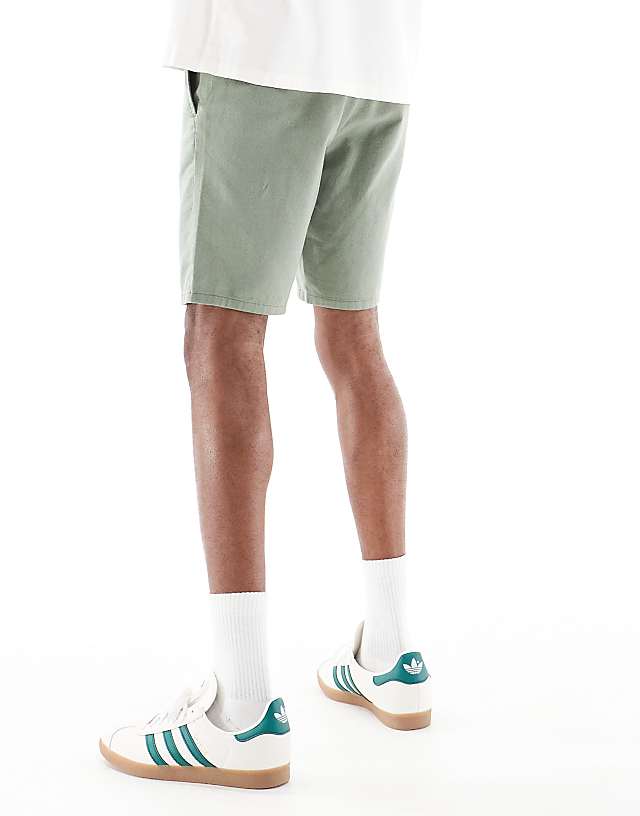 ONLY & SONS Linen Mix Tie Waist Shorts Dark Sage