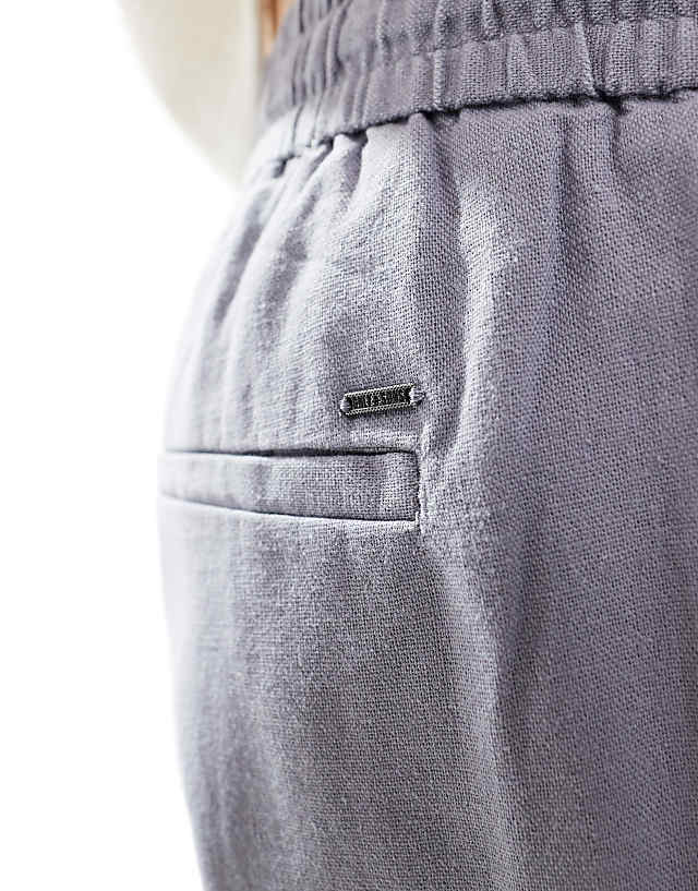 ONLY & SONS Loose Fit Linen Mix Trouser In Washed Grey