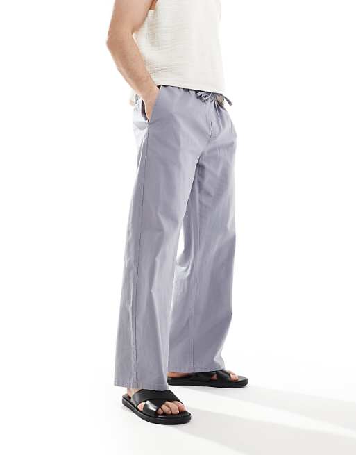ONLY & SONS Loose Fit Linen Mix Trouser In Washed Grey