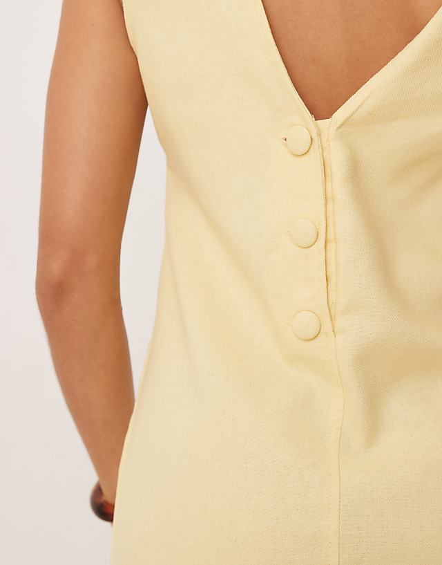 Pimkie Linen Blend Sleeveless Mini Dress In Butter Yellow