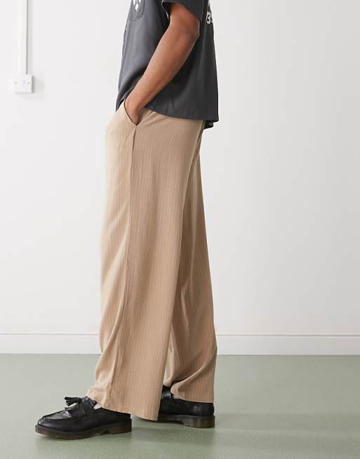 Reclaimed Vintage Baggy Tailored Trouser In Linen Stripe