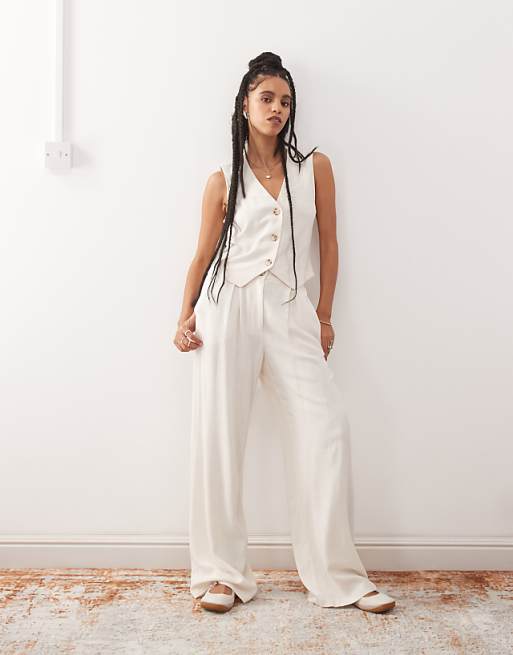 Reclaimed Vintage linen blend Co-ord in Neutral