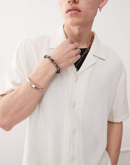 Reclaimed Vintage Oversized Linen Blend Shirt In Cream