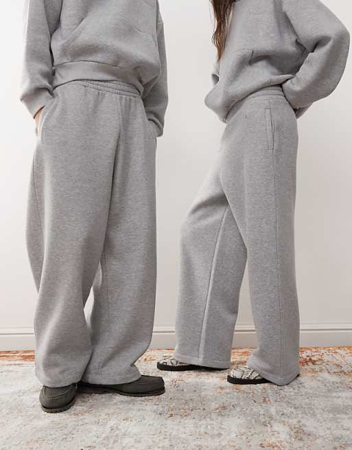 Reclaimed Vintage Unisex Heavyweight Wide Leg Jogger Co-ord In Grey Marl