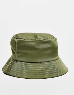 Reclaimed Vintage Unisex Nylon Logo Bucket Hat In Khaki