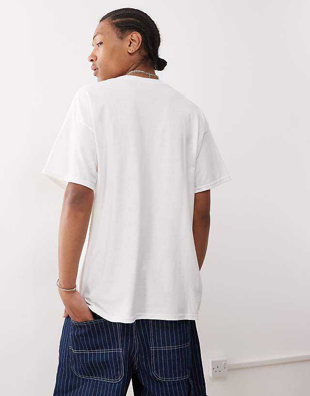 Reclaimed Vintage Unisex Oversized T-shirt With Fruit Sticker Print In White
