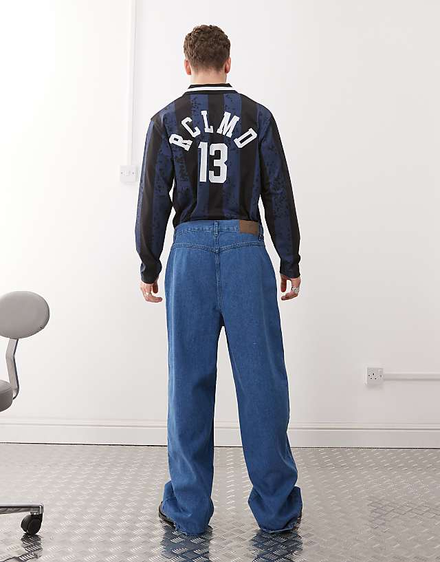 Reclaimed Vintage Unisex Relaxed Wide Leg Jeans In Blue
