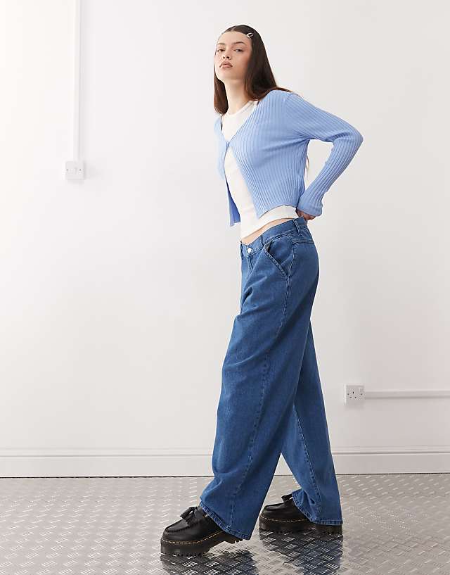 Reclaimed Vintage Unisex Relaxed Wide Leg Jeans In Blue