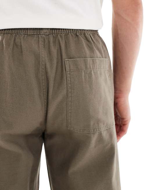 River Island Linen Look Pull On Trousers In Brown