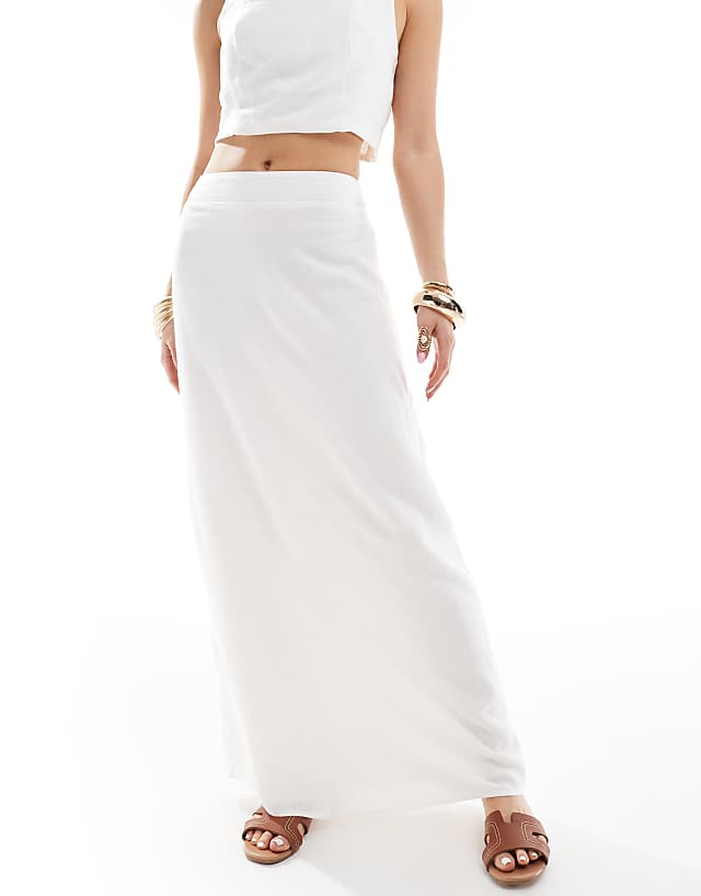 River Island Linen Midaxi Skirt Co-ord In White