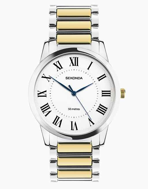 Sekonda Sekonda beaumont 40mm round two tone watch in silver