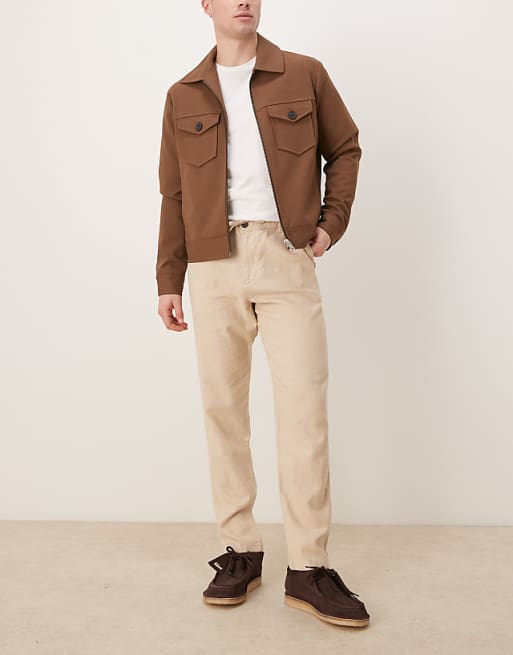 Selected Homme linen blend slim tapered trouser in cream