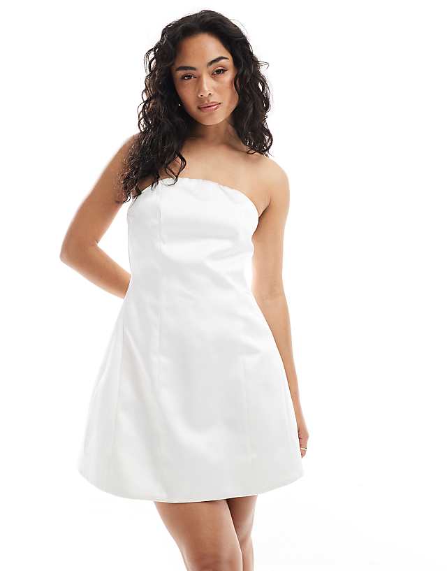 Six Stories Bridal Bandeau Structured Mini Dress In Ivory