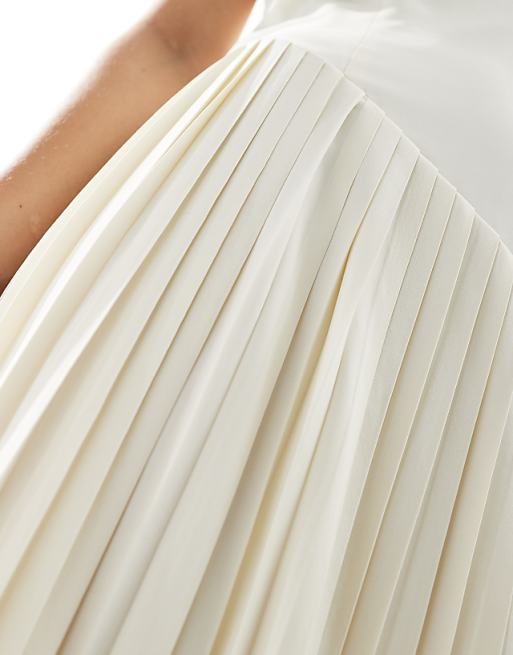 Six Stories Bridal Drop Waist Asymmetric Maxi Dress In Ivory