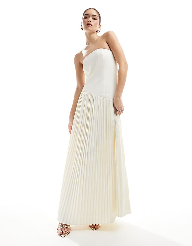 Six Stories Bridal drop waist asymmetric maxi dress in ivory