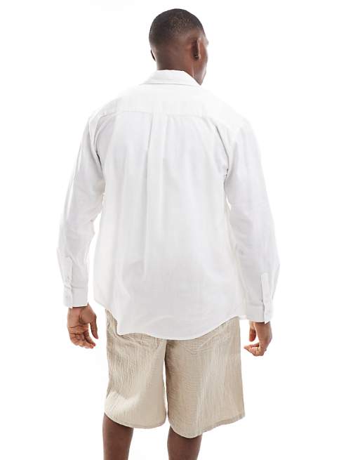 Sol Beach Linen Long Sleeve Beach Shirt In White