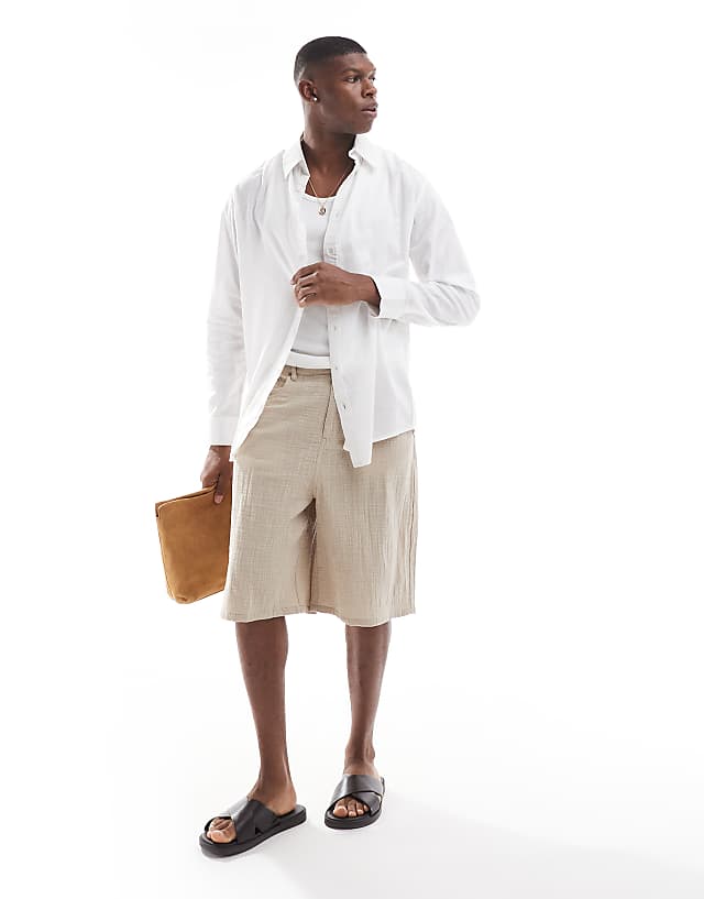 Sol Beach linen long sleeve beach shirt in white