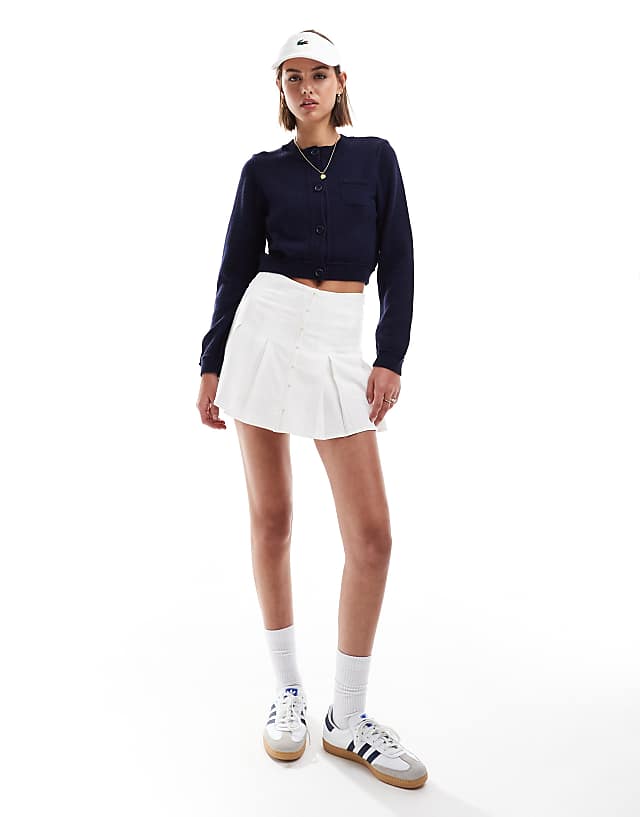 Stradivarius Linen Look Pleated Mini Skirt In White
