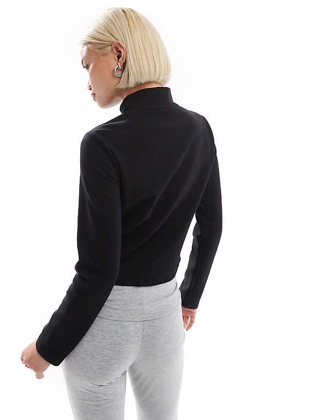 Stradivarius Soft Touch Zip Through Track Jacket In Black