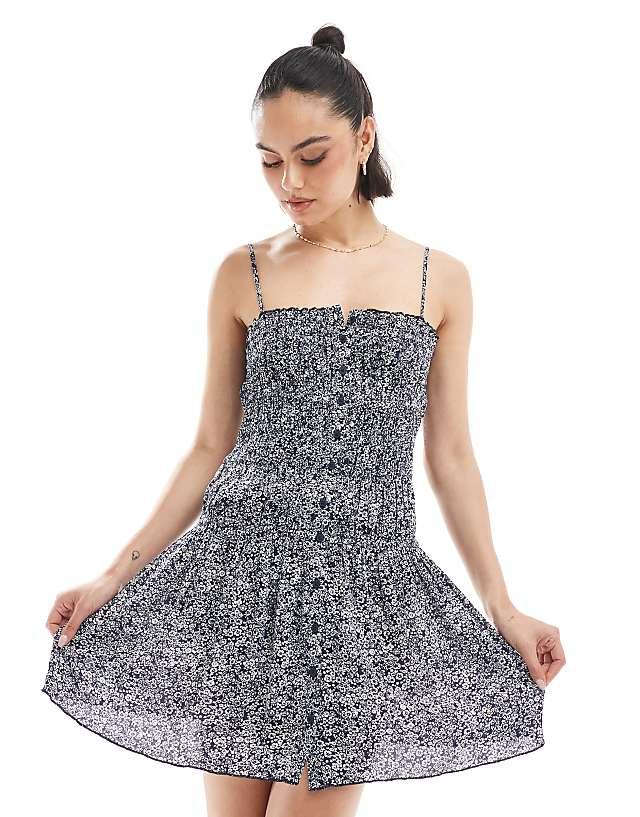 Stradivarius STR Ruched Mini Dress In Floral Print