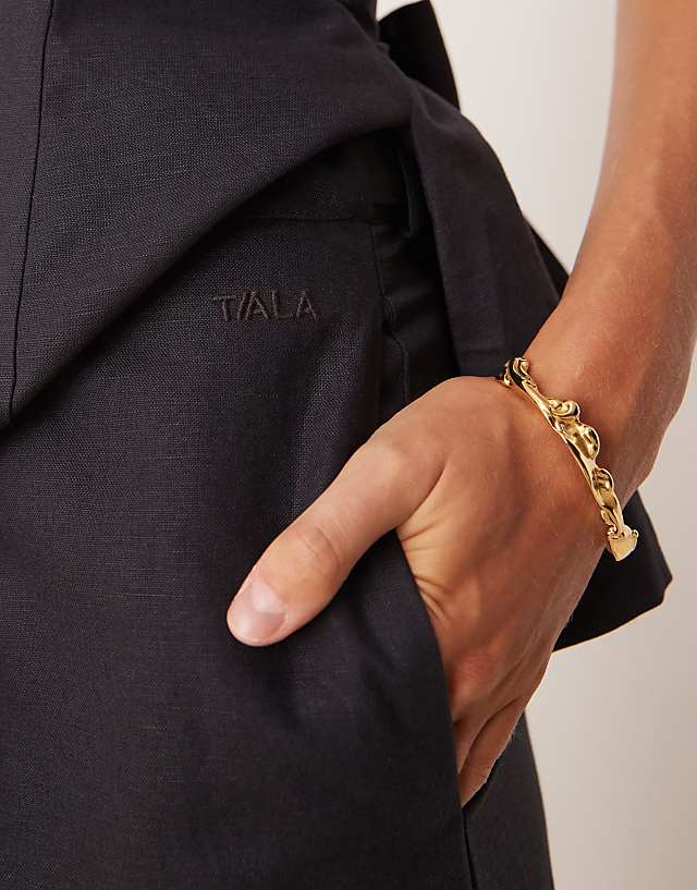 Tala Heavyweight Linen Tailored Wide Leg Trousers In Black