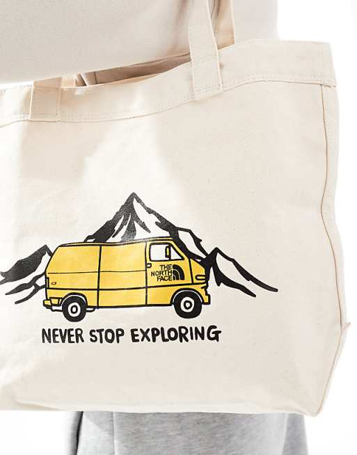 The North Face Camper Van Logo Tote Bag In Ecru