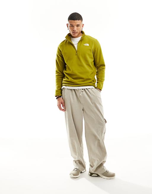 The North Face Glacier 100 1/4 Zip Fleece In Khaki