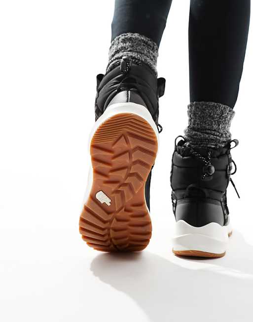 The North Face Thermoball Insulated Lace Up Boots In Black And White