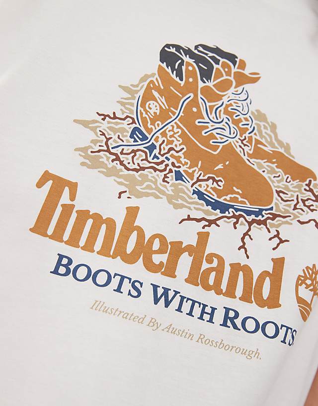 Timberland Boots With Roots Graphic T-shirt In White