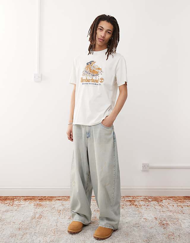 Timberland Boots With Roots Graphic T-shirt In White