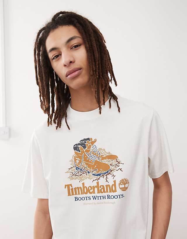 Timberland Boots With Roots graphic t-shirt in white