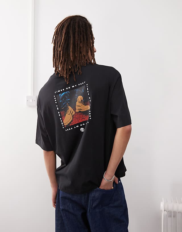 Timberland On My Feet graphic oversized t-shirt in black