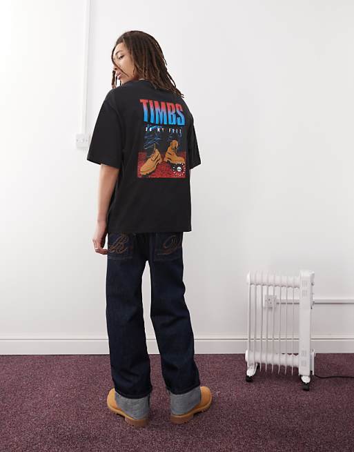 Timberland Timbs 6"" Backprint Oversized T-shirt In Black