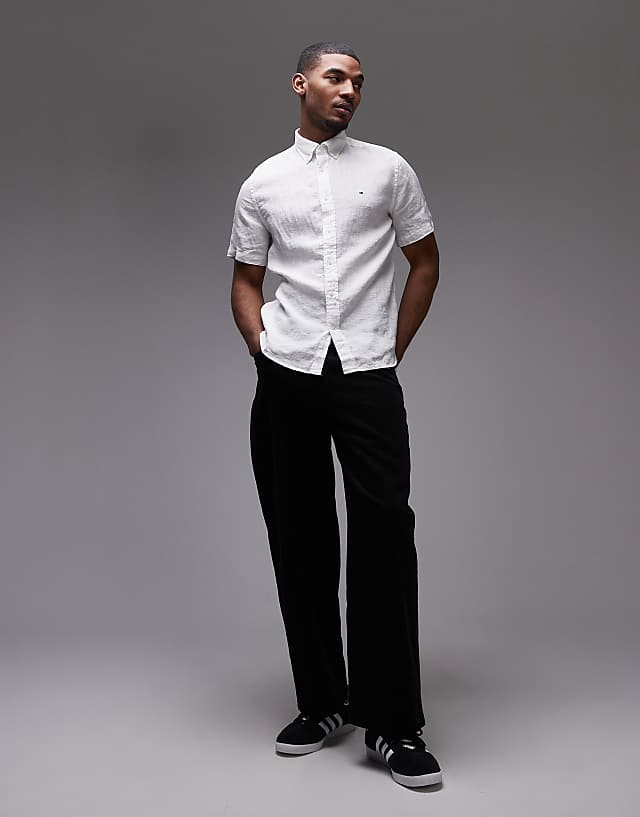 Tommy Hilfiger Linen Short Sleeve Shirt In White