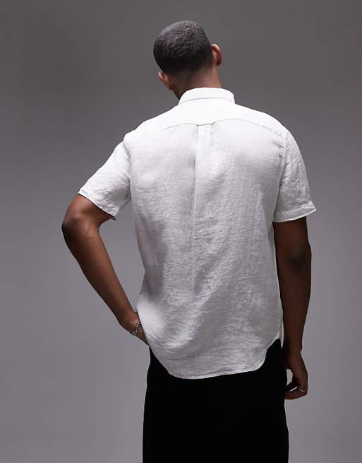 Tommy Hilfiger Linen Short Sleeve Shirt In White