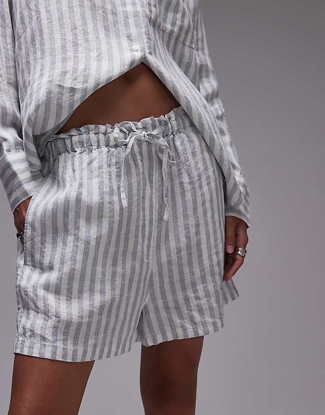 Tommy Hilfiger Pure Linen Wide Leg Shorts In Beige