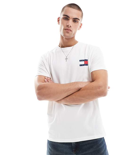 Tommy Jeans Flag Back Print Graphic T-shirt In White