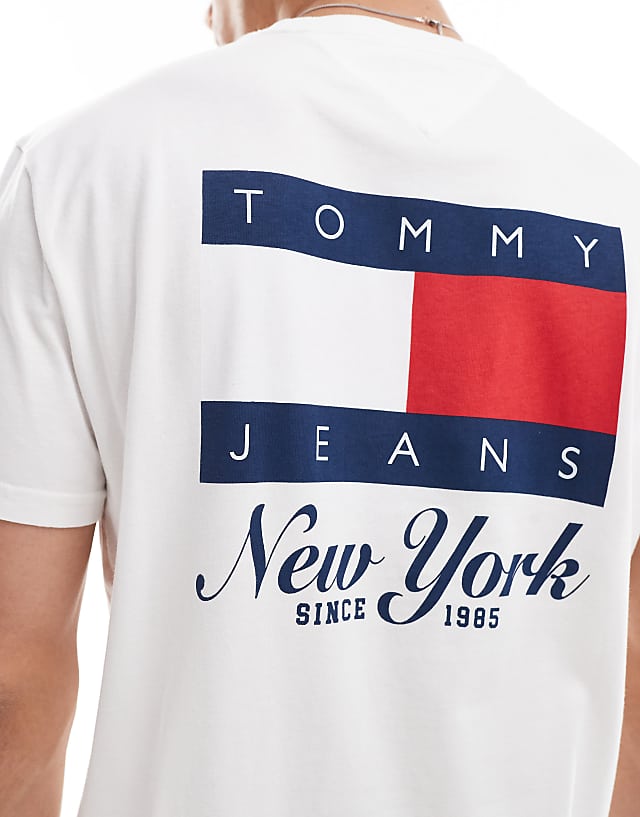 Tommy Jeans Flag Back Print Graphic T-shirt In White